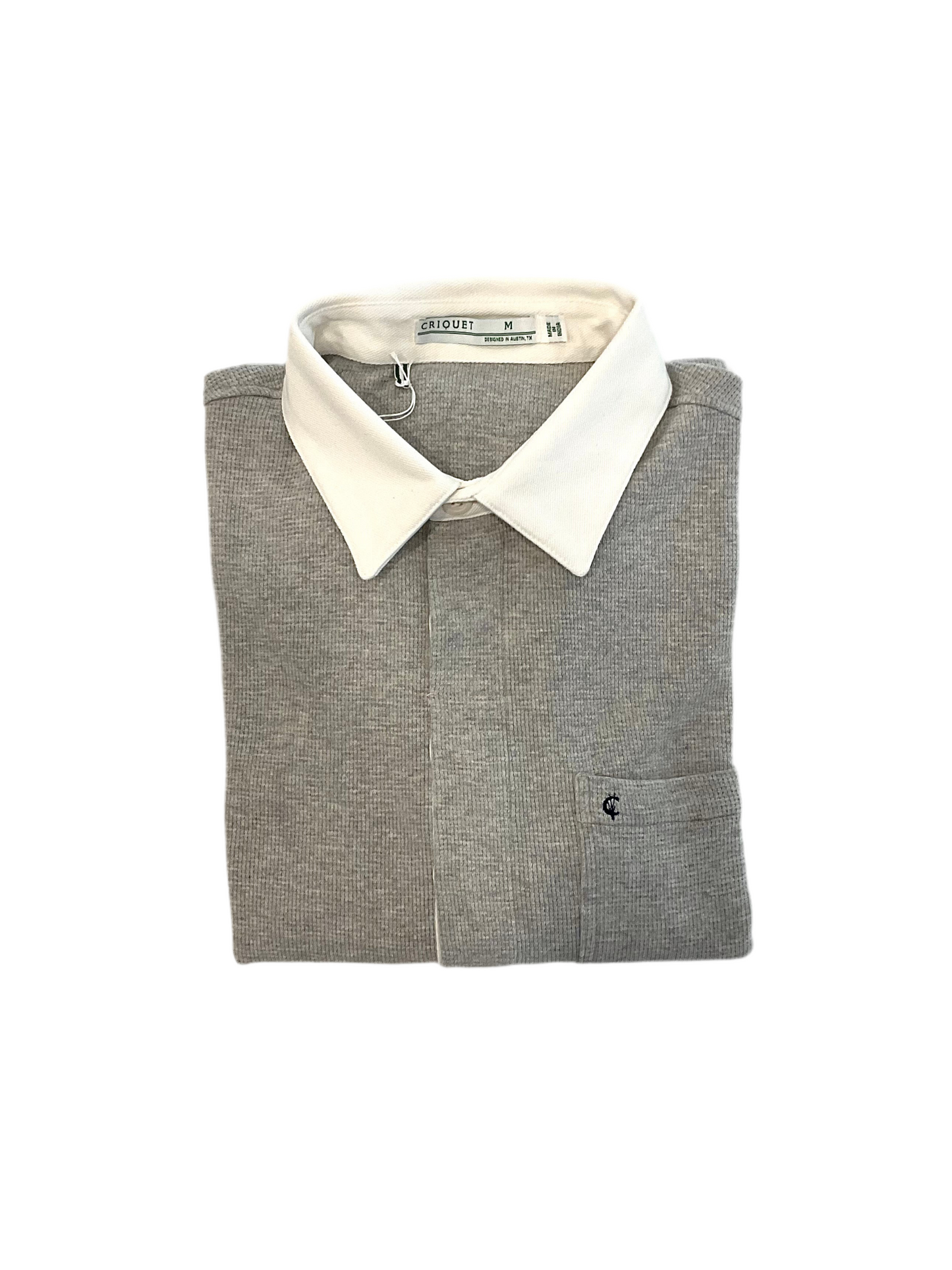CRIQUET-Contrast Collar Pullover-Lt Grey