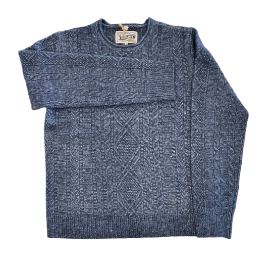 Schott-Cable Knit Wool Blend Sweater-Slate
