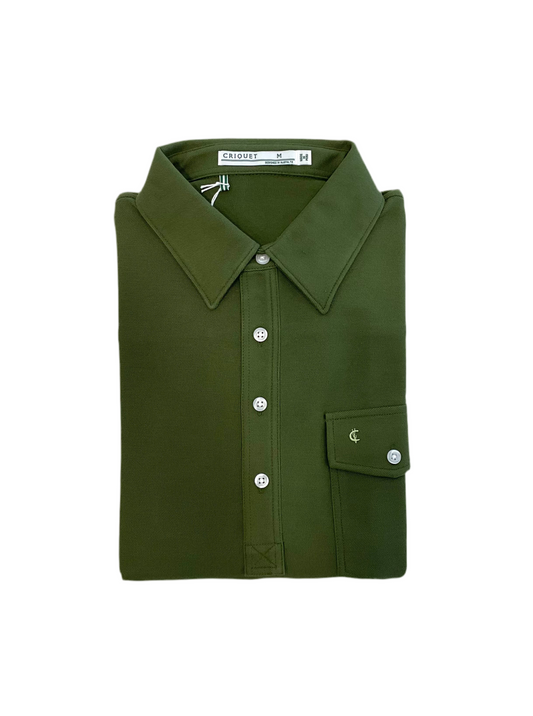 CRIQUET-LS Players Shirt-Rolling Green