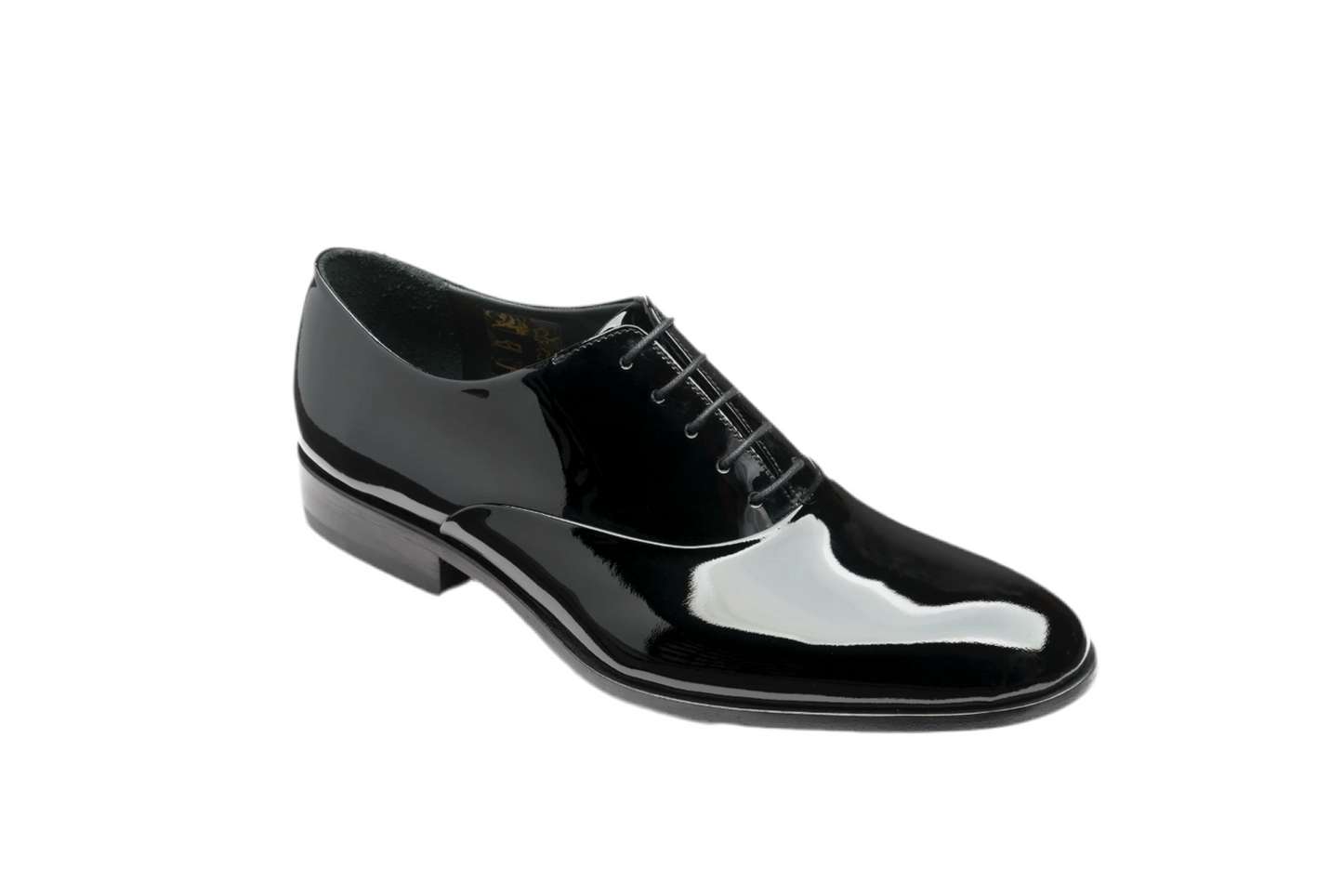 Loake-Tuxedo Shoe-Black Patent, stylish formal footwear in glossy black patent leather.